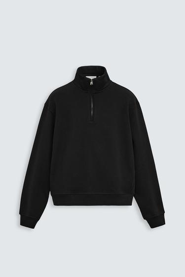 HEAVYWEIGHT QUARTER-ZIP SWEATSHIRT - Black by Zara
