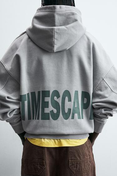 MOLETOM LAVADO COM CAPUZ - Cinza-antracito da Zara