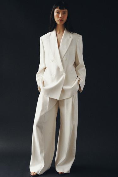 ПАНТАЛОН С ПРАВ КРАЧОЛ И ДЕКОРАТИВНИ ТЕГЕЛИ ZW COLLECTION - Слонова кост от Zara
