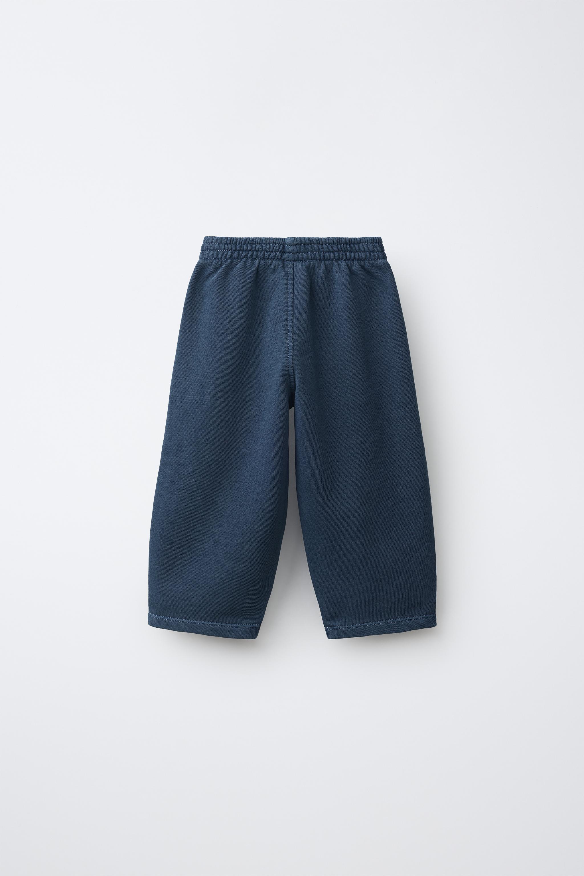SOLID BARREL PANTS — Navy blue