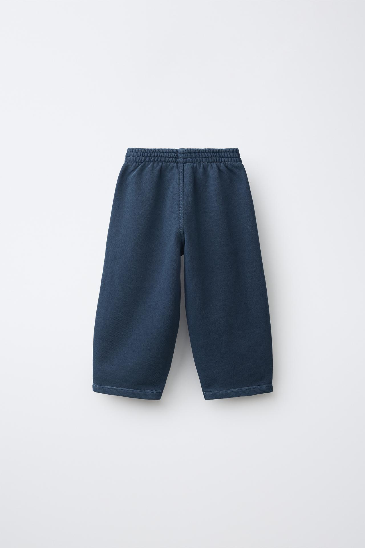 SOLID BARREL PANTS — Navy blue