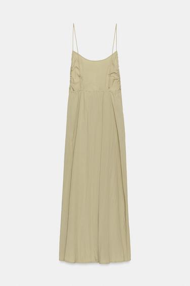 FLOWING MIDI DRESS WITH OPEN BACK - Beige / Green by Zara - Image 5