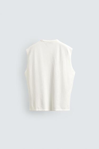WASHED PRINTED KNIT TANK TOP - Oyster-white by Zara - Image 7