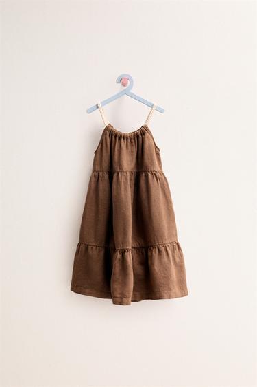 ZARA TIMELESS - 100% LINEN PANELLED DRESS - Brown by Zara - Image 1