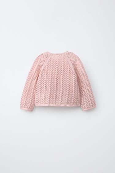 CUTWORK CARDIGAN - Light pink by Zara - Image 1