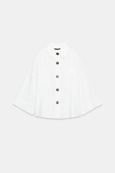 CHEMISE EN LIN MANCHES AMPLES - Blanc de Zara - Image 3