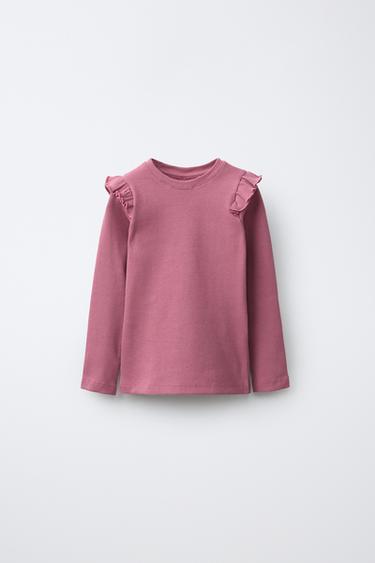 CAMISETA RIB VOLANTES - Morado de Zara