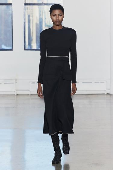 MATCHING DRESS WITH TOPSTITCHING - Black by Zara