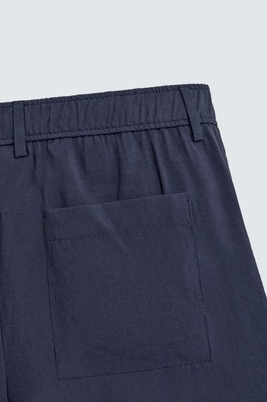 SOFT PLEATED LOOSE-FITTING BERMUDA SHORTS - Navy blue by Zara - Image 8