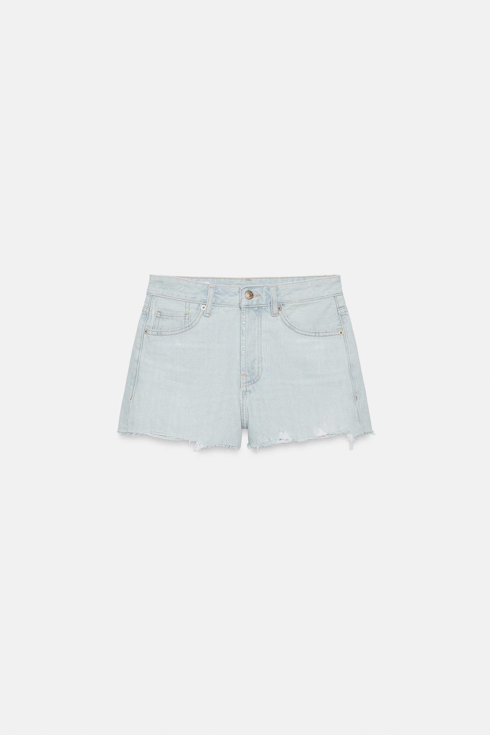 Zara ORTA BEL DISTRESSED DENIM ŞORT görsel 4