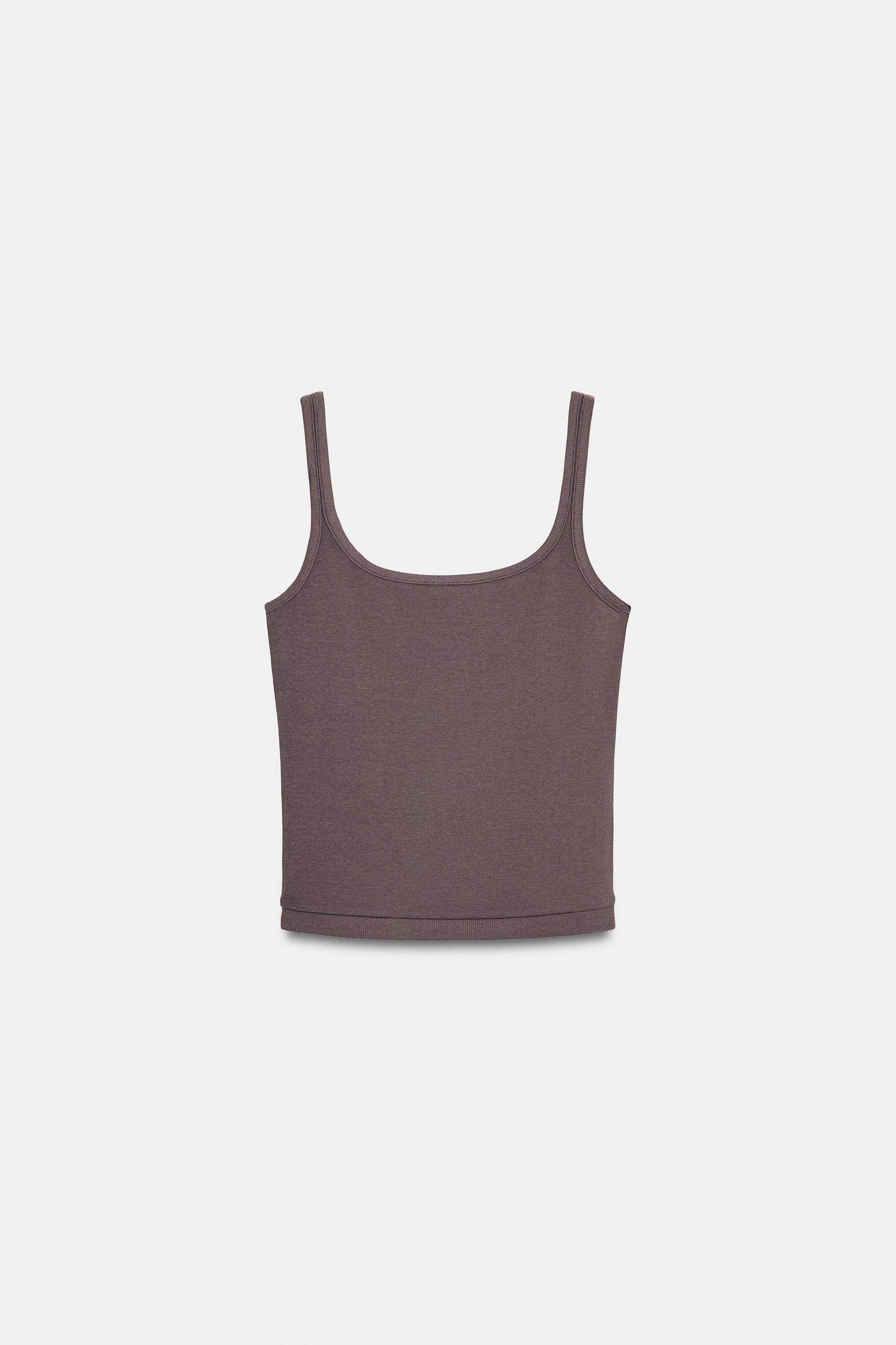 COTTON MODAL TANK TOP — Brown / Taupe