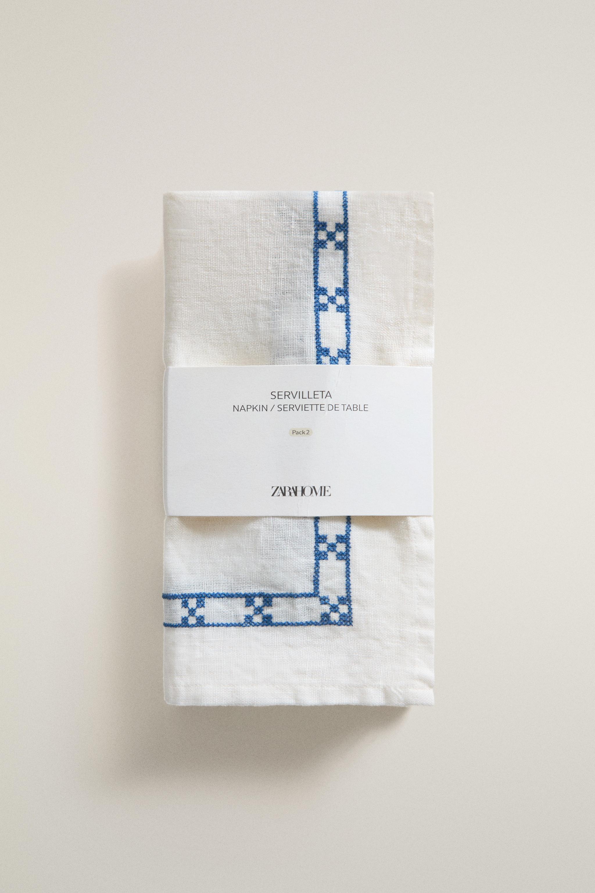 GEOMETRIC EMBROIDERED NAPKINS (PACK OF 2)