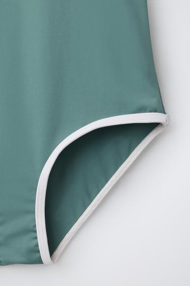 6-14 ANS/ MAILLOT DE BAIN LISERÉS CONTRASTE - Vert / Bleu de Zara - Image 3