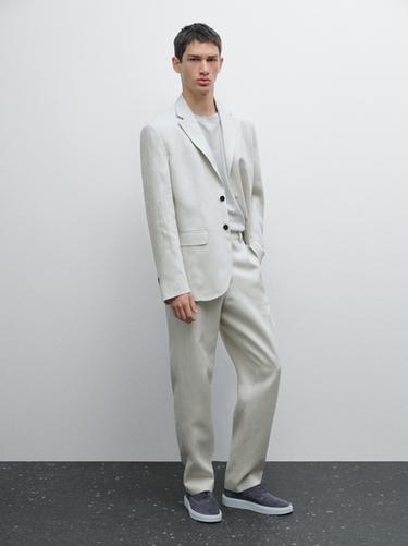 Zara 100% linen suit trousers - Light beige - Image 0