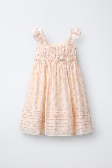ROBE EN MATIÈRES VARIÉES À FLEURS - Rose de Zara - Image 1