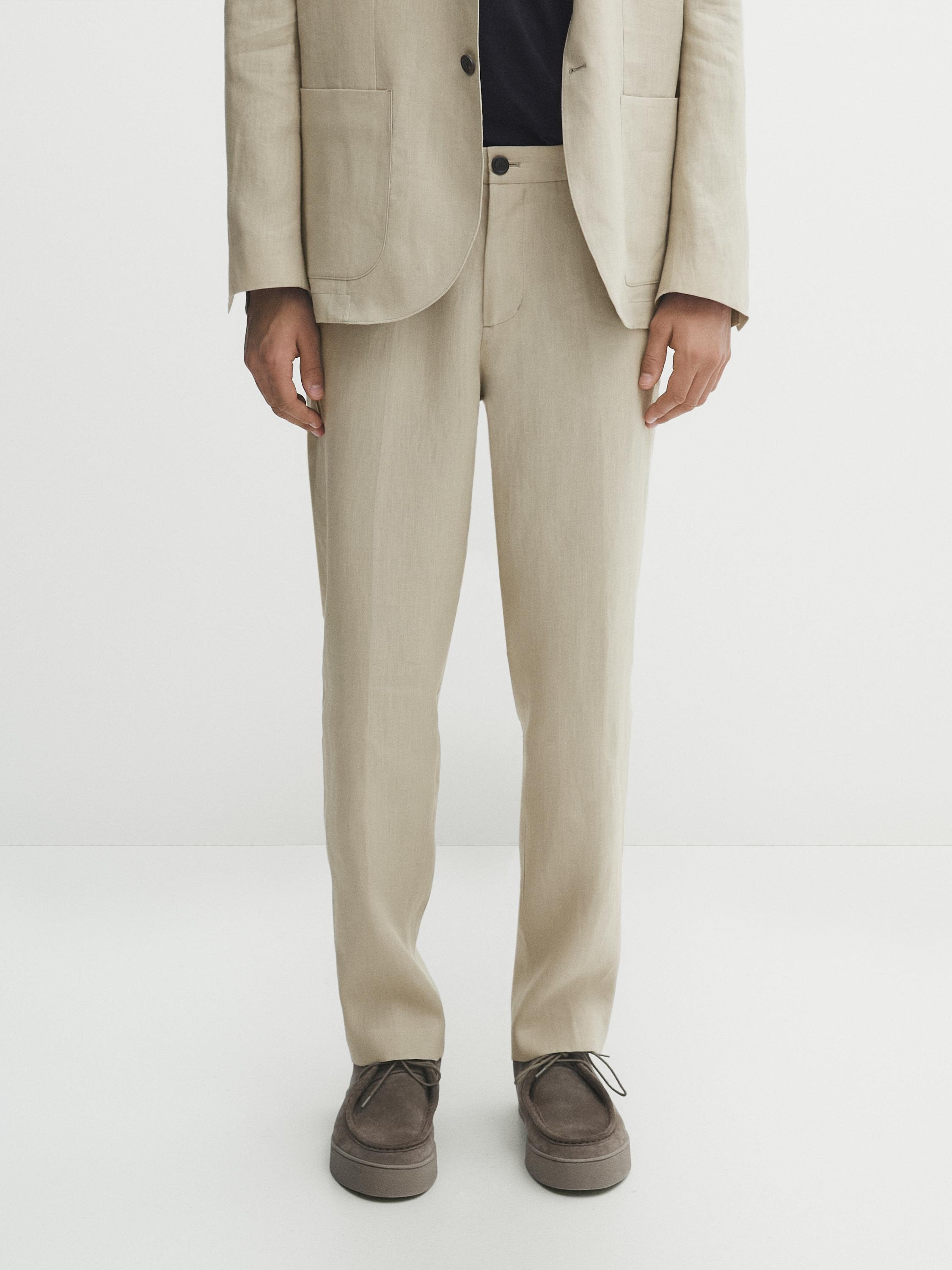 100% linen suit trousers