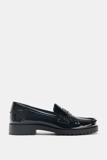 Zara PENNY PLATFORM LOAFERS - Black
