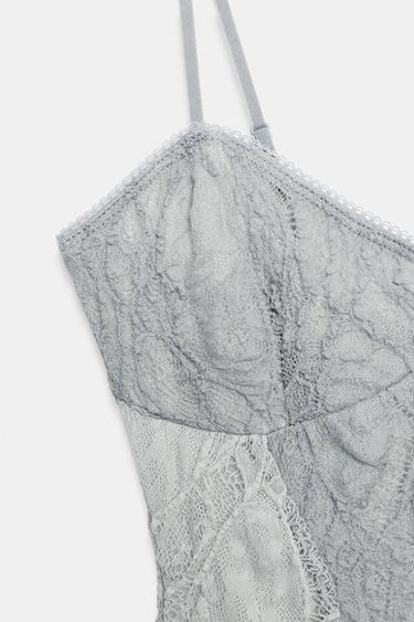 BODY EN DENTELLE BIMATIÈRE - Bleu / Gris de Zara - Image 5