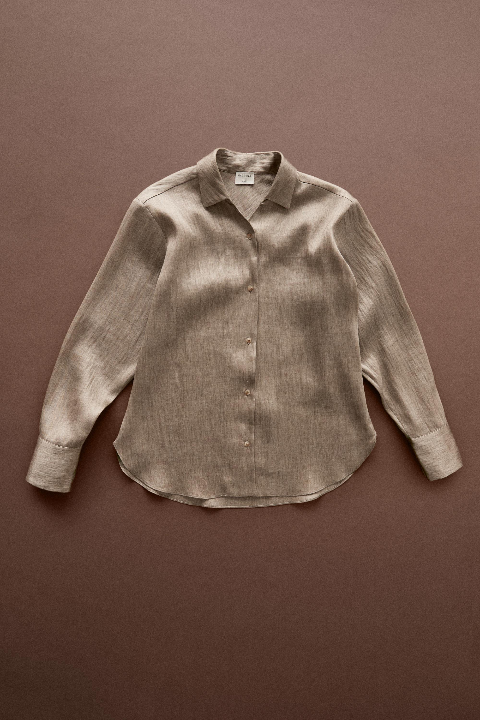 Studio satin flowing shirt — Stone