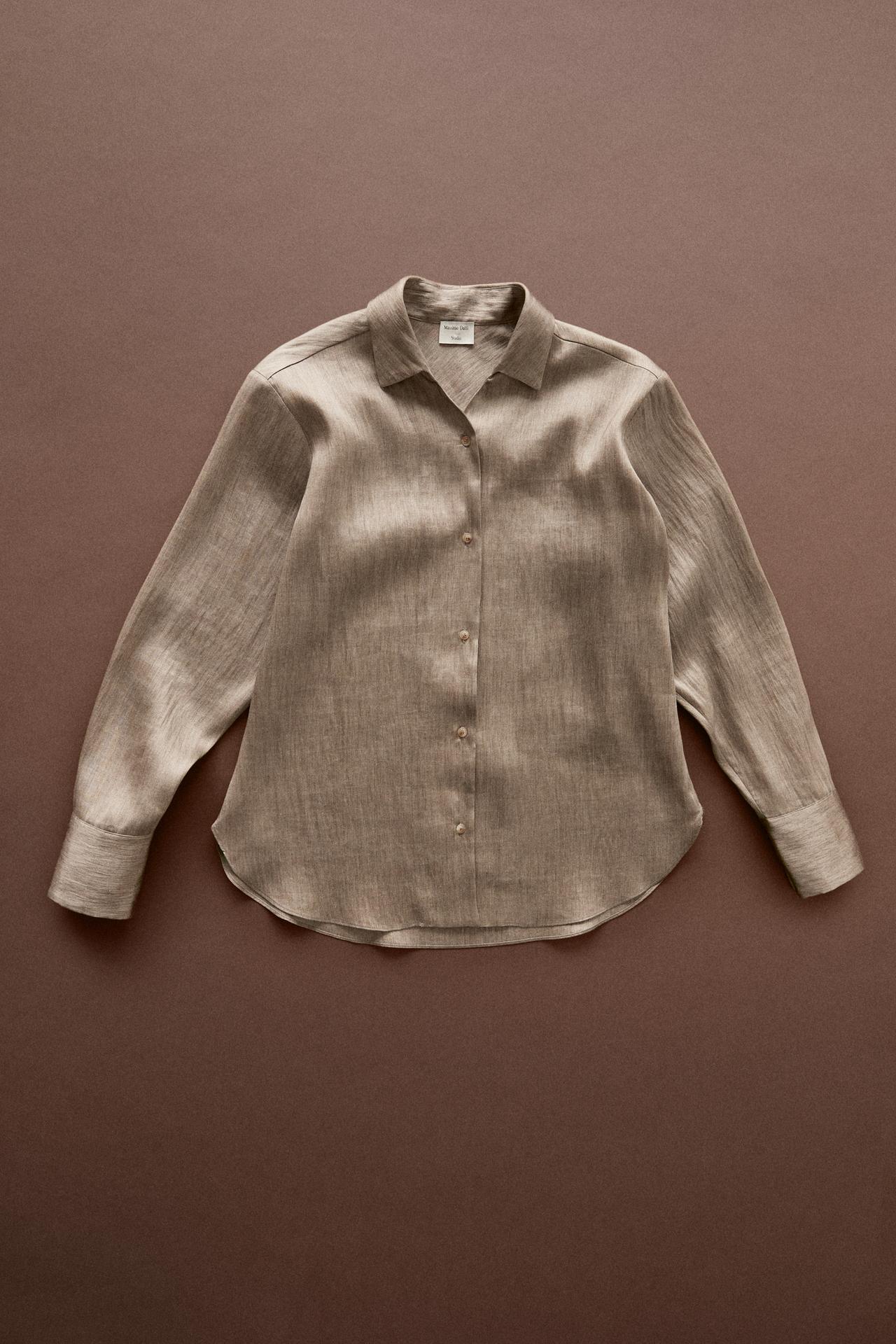 Studio satin flowing shirt — Stone