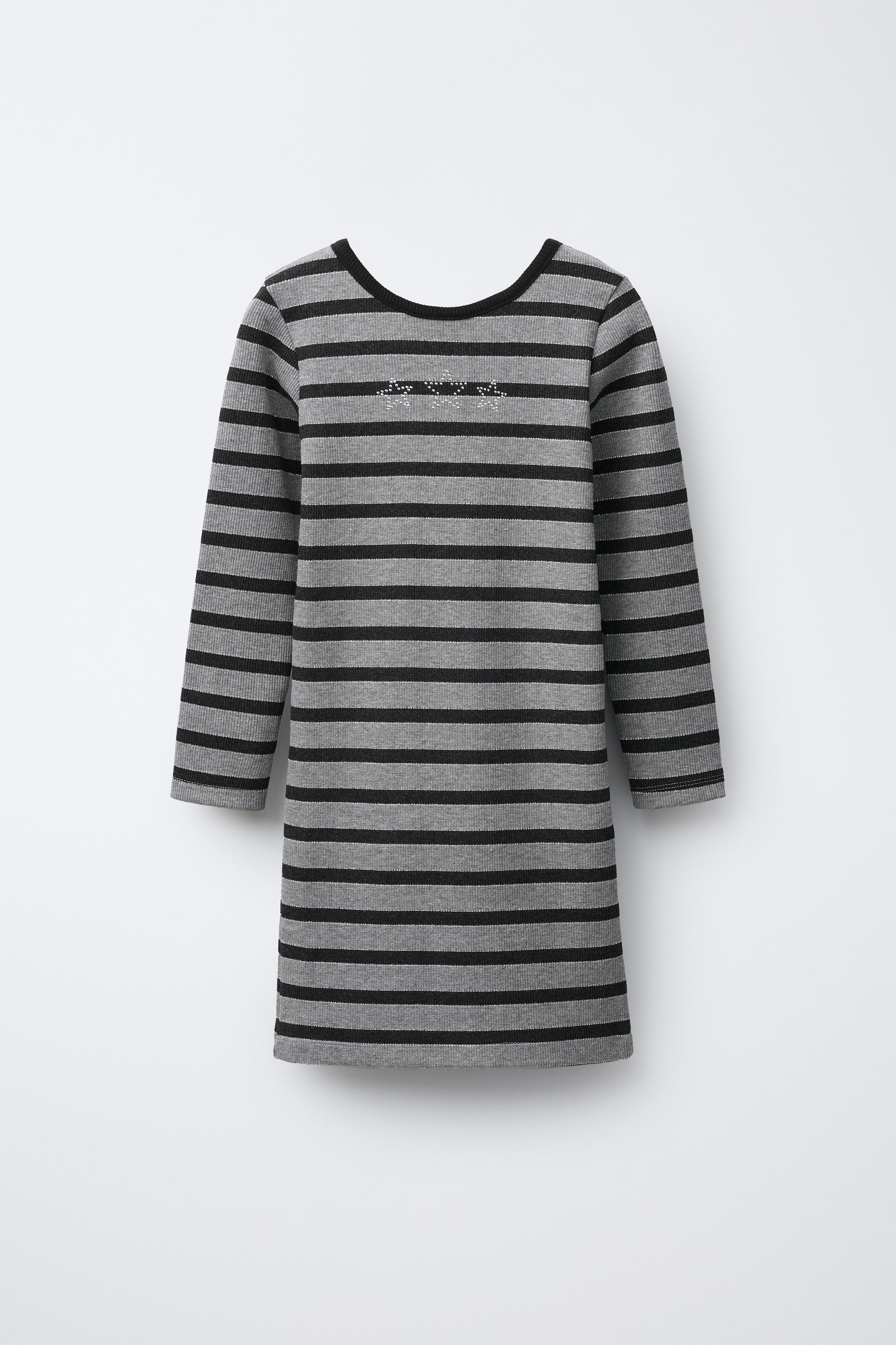 SPARKLY STRIPED RIBBED DRESS - Gray marl | ZARA United States