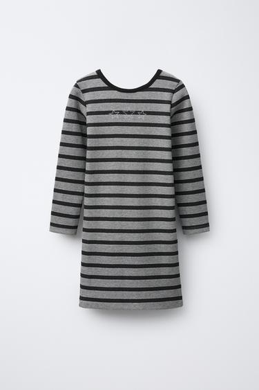 SHINY STRIPED RIBBED DRESS - Grey marl by Zara