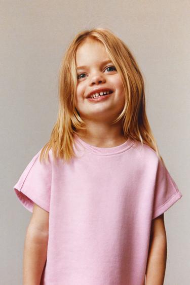 Zara PLAIN MEDIUM WEIGHT T-SHIRT AND BERMUDA SET - Pale pink