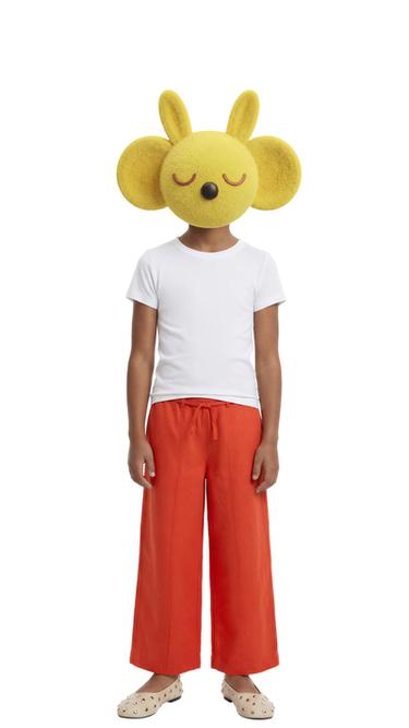 بنطلون مستقيم بحبل من الكتان - أحمر by Zara