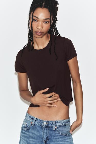 BLUZË ME HAPJE NË SHPINË - Kafe e errët nga Zara