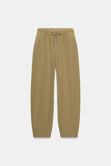 WASHED EFFECT TROUSERS - Olive green by Zara - Image 4