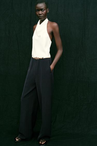 HALTERNECK JUMPSUIT WITH BELT - Dark navy by Zara - Image 8