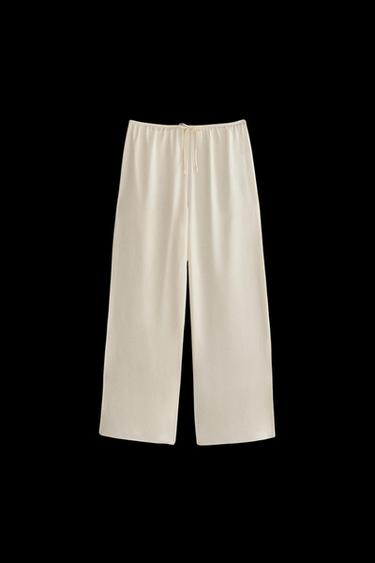 Zara SILK PANTS - Ecru - Image 0