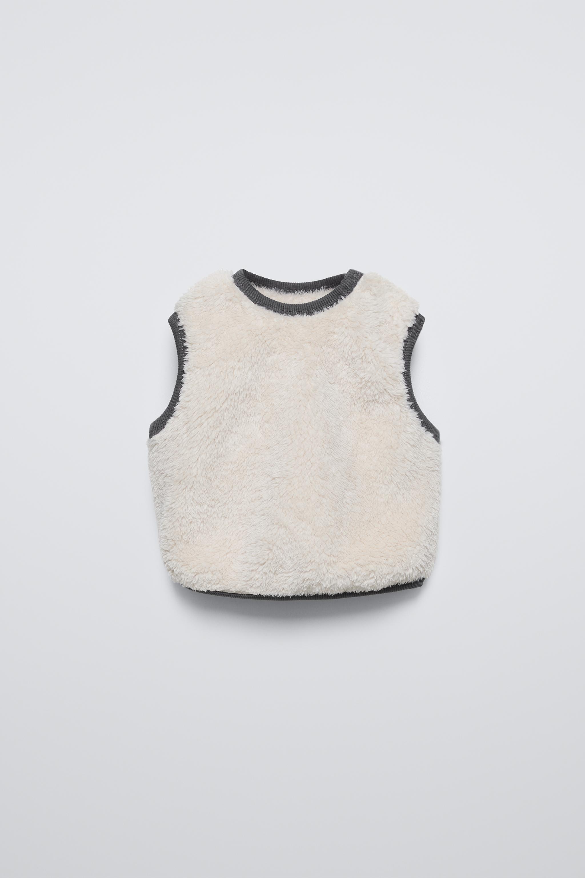 FAUX FUR VEST Ecru ZARA Australia - Main Image