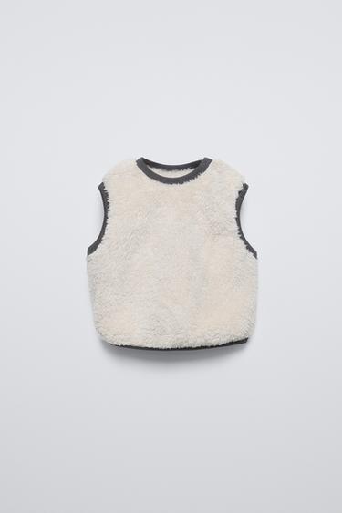 Zara FAUX FUR VEST - Ecru