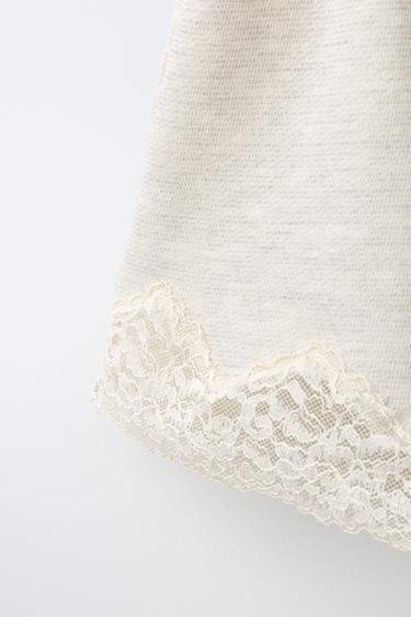 LACE PLUSH BERMUDA SHORTS - Beige marl by Zara