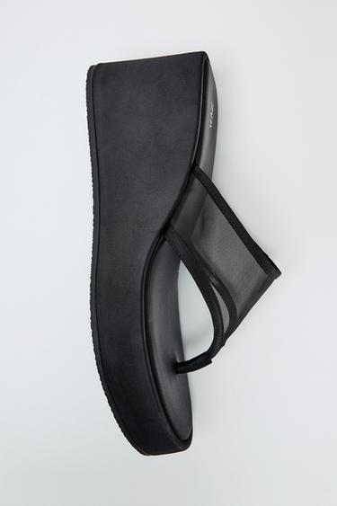 Zara MESH STRAP WEDGES - Black