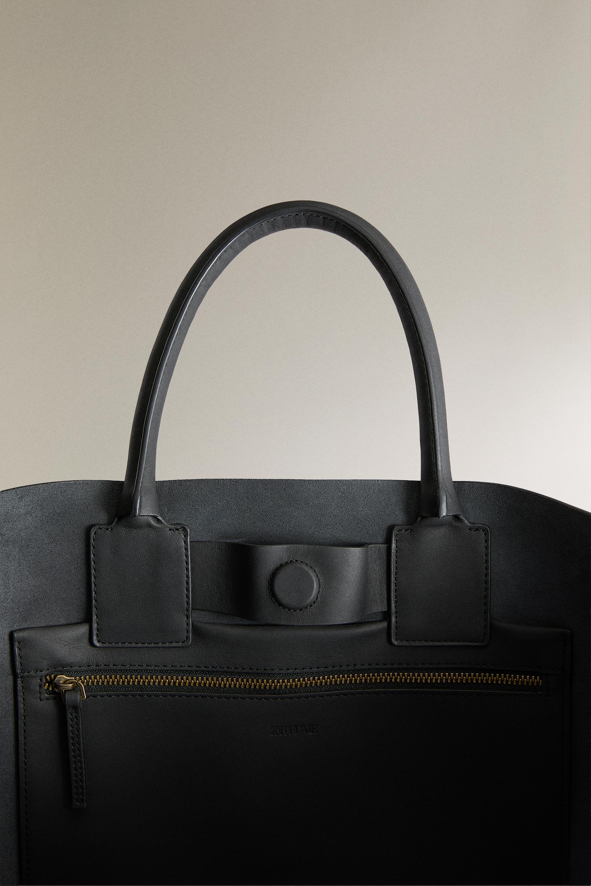 LEATHER TOTE BAG - Black | ZARA Canada