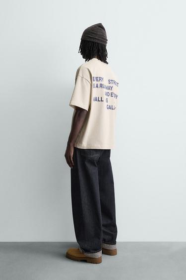 CONTRAST PRINT T-SHIRT - Oyster-white by Zara - Image 3