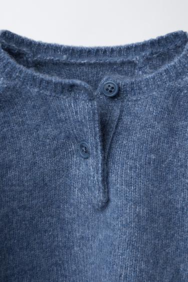 KNIT HENLEY JUMPER - Mid-blue by Zara - Image 2