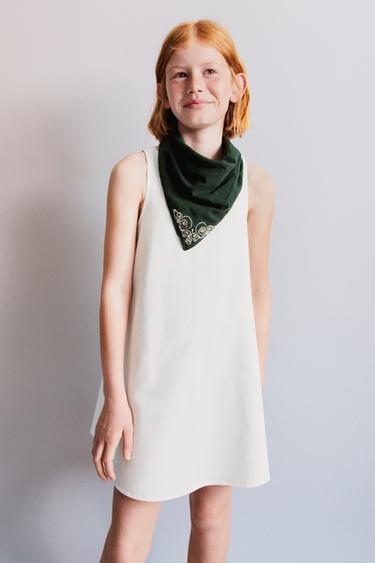 Zara DENIM MINI DRESS - White