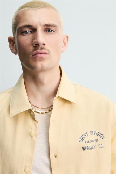 CHEMISE COUPE BOXY À INSCRIPTIONS IMPRIMÉES - Sable de Zara - Image 5