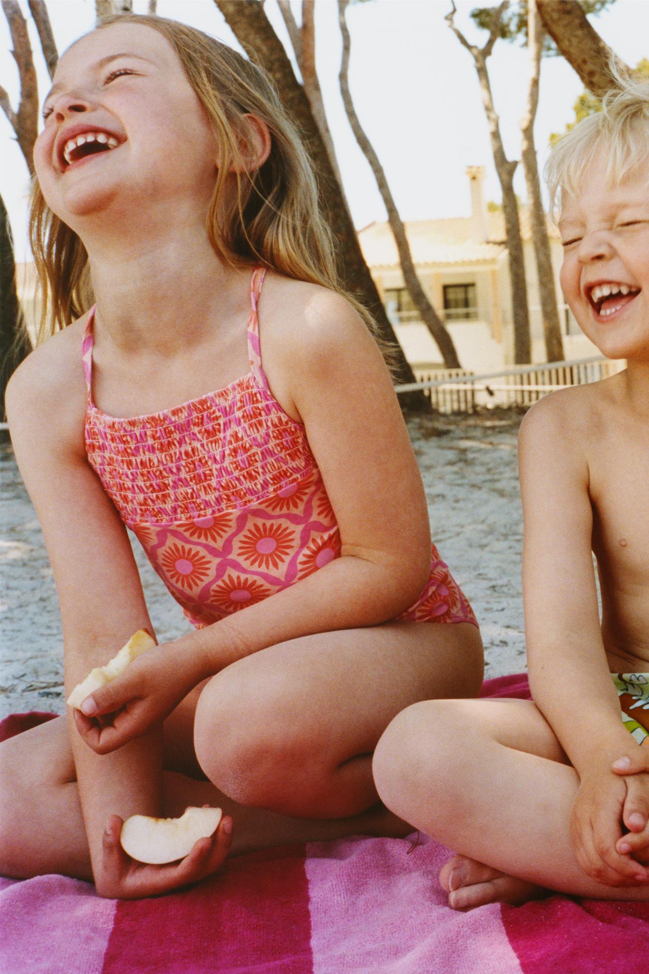 1-6 YEARS / SUN PRINT SWIMSUIT — Fuchsia