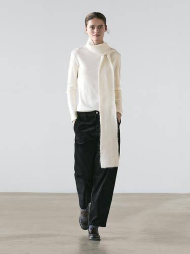 Zara Ribbed long sleeve melange T-shirt - Ecru