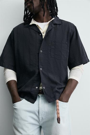 STRIPED JACQUARD SHIRT - Blue by Zara - Image 3
