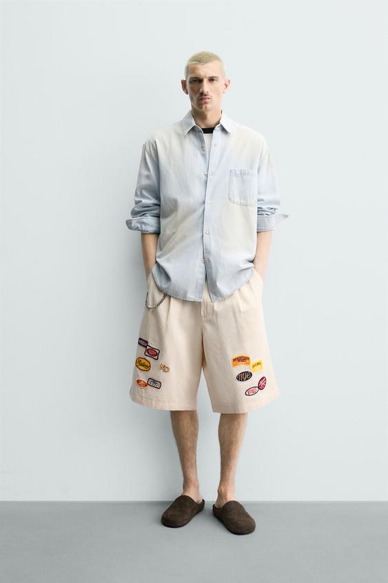 PATCHED BAGGY FIT SHORTS from Zara - $59.90