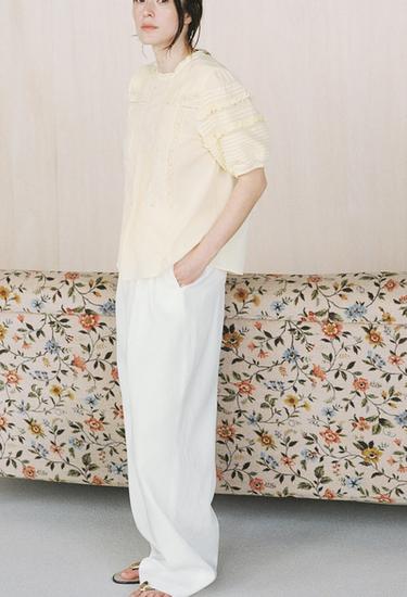 リネン100% パンツ ZW COLLECTIONホワイトZaraのリネン100% パンツ ZW COLLECTION - ホワイト 