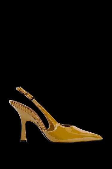Zara PATENT SLINGBACK HIGH HEELS - Caramel Brown - Image 0