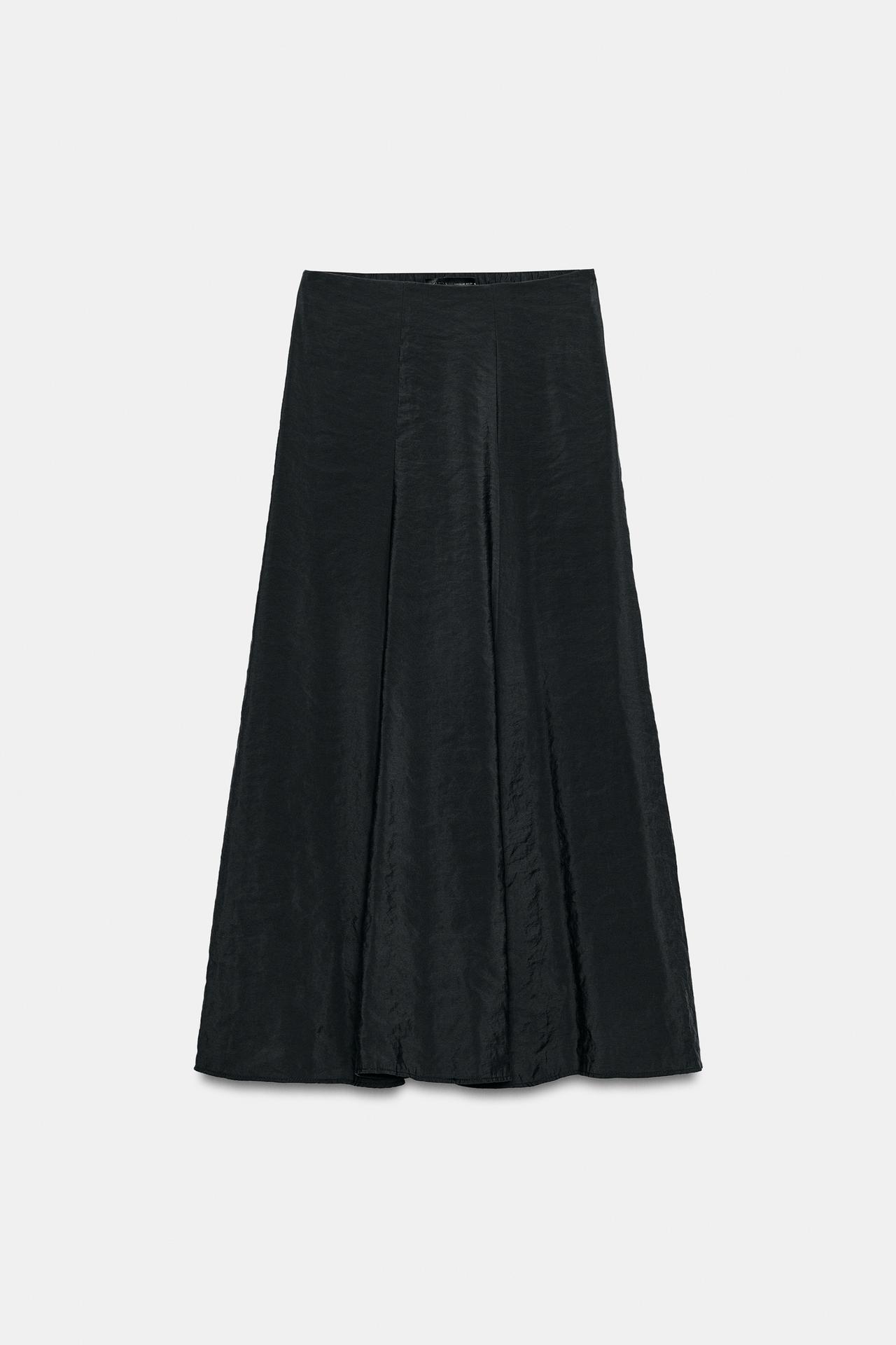 FLOWY MIDI SKIRT — Black