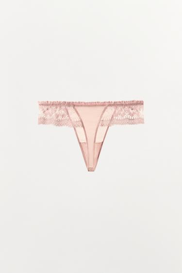 LACE TRIM THONG - Pastel pink by Zara - Image 5