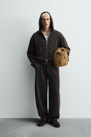 RELAXED FIT JOGGER TROUSERS - Brown by Zara